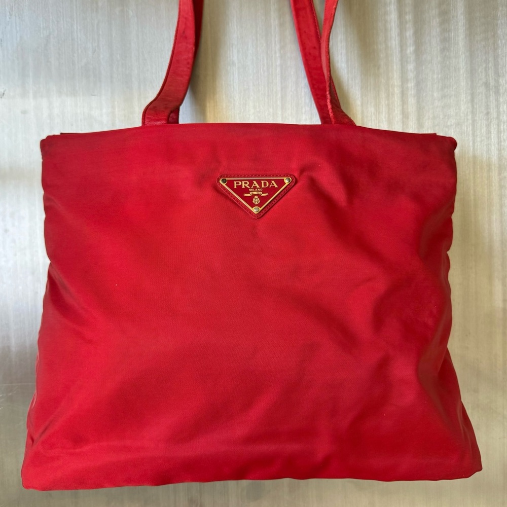 Prada Vintage Oversized Tessuto Nylon Tote in Red